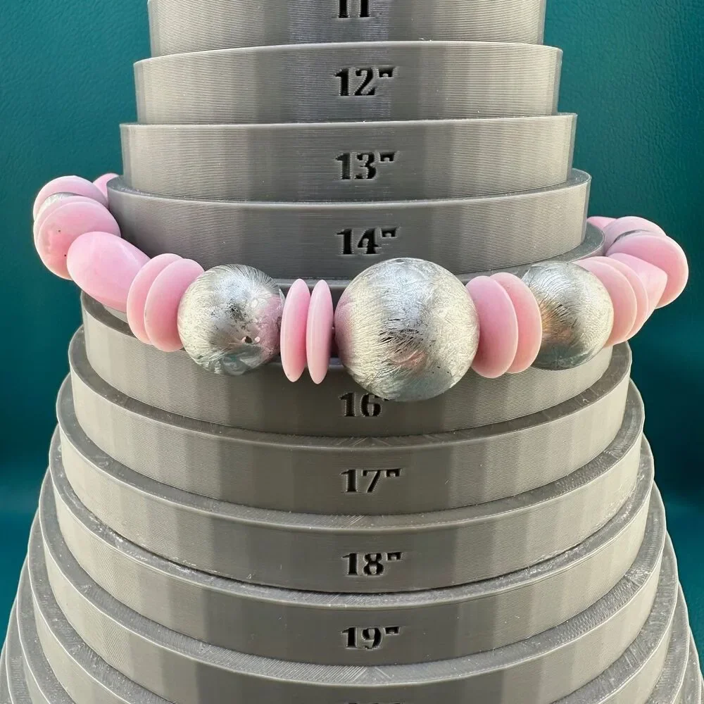 Vintage Necklace Earrings Set Pink Silver Tone Acrylic Chunky Bauble Bead Retro